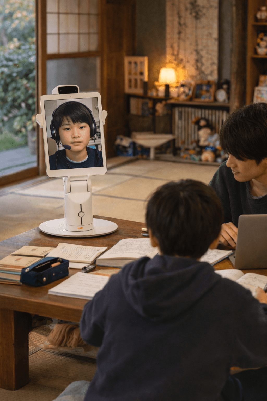 Conceptual image of remote learning via telepresence robot at Sasabase